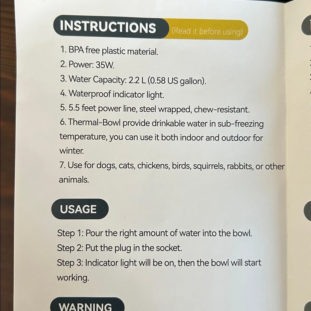 Pet Thermal Bowl for Dogs, chickens birds wildlife